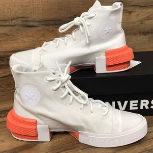 Converse White High-Top Sneakers with Orange Accents